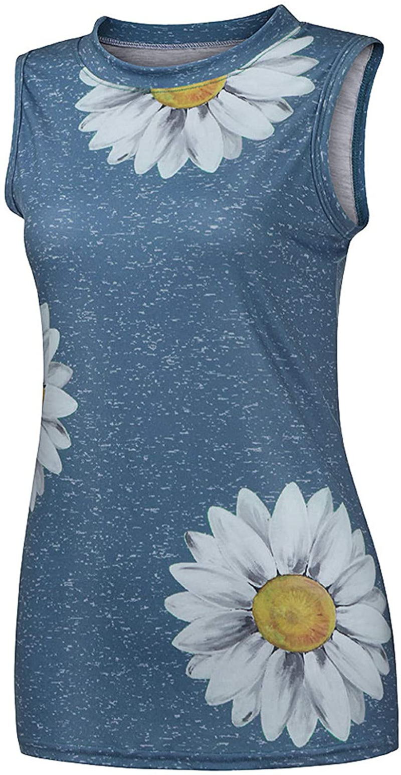 FABIURT Womens Tank Tops, Women Cute Sunflower Printed Vest Tshirt Sleeveless Workout Tunic Loose Casual Summer Tank Top Apparel & Accessories > Clothing > Activewear Kylie Max   