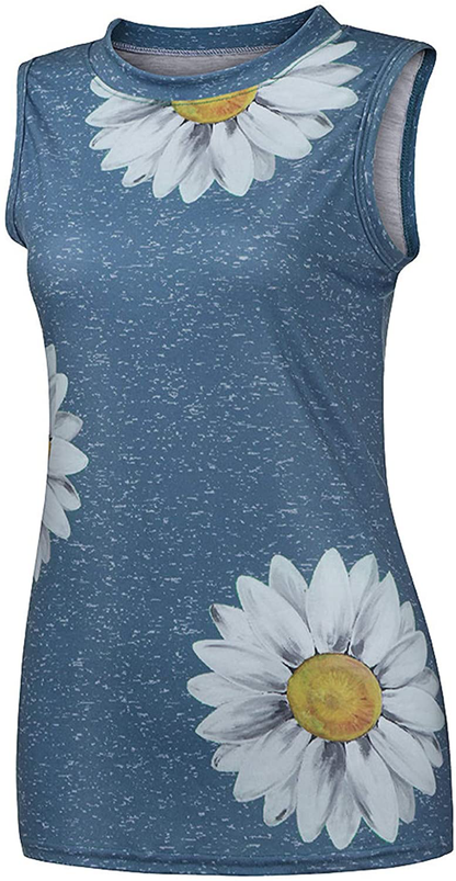 FABIURT Womens Tank Tops, Women Cute Sunflower Printed Vest Tshirt Sleeveless Workout Tunic Loose Casual Summer Tank Top Apparel & Accessories > Clothing > Activewear Kylie Max   