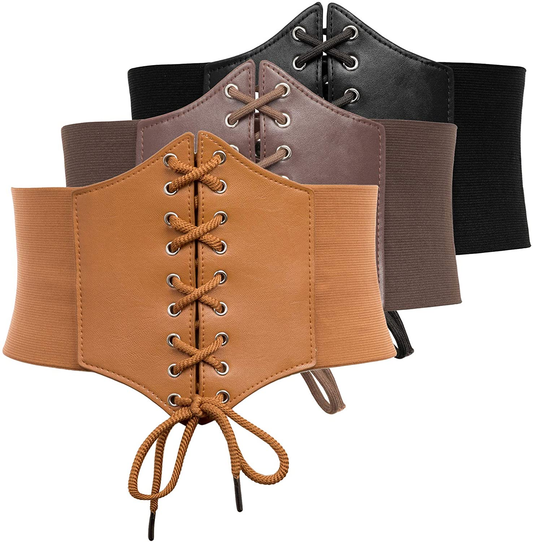 GRACE KARIN Lace-Up Cinch Belt Tied Corset Elastic Waist Belt Apparel & Accessories > Clothing Accessories > Belts GRACE KARIN Black + Coffee + Brown Medium 