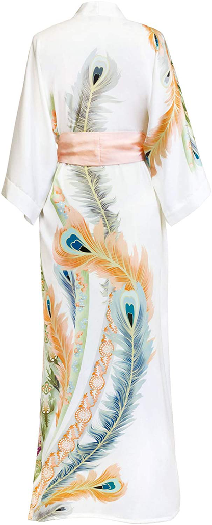 KIM+ONO Women'S Charmeuse Kimono Robe Long - Watercolor Floral Apparel & Accessories > Clothing > Sleepwear & Loungewear > Robes KIM+ONO   