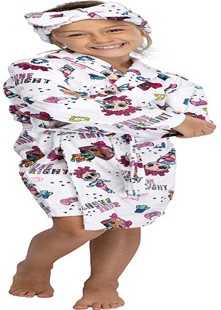 LOL Surprise! Girls' Shine Bright Glam Robe W/ Headband Apparel & Accessories > Clothing > Sleepwear & Loungewear > Robes Kylie Max   