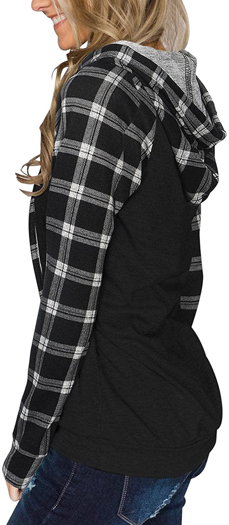 PINKMSTYLE Womens Color Block Hoodies Casual Lightweight Drawstring Pullover Sweatshirt Fall Long Sleeve Tops with Pocket Apparel & Accessories > Clothing > Activewear Kylie Max   
