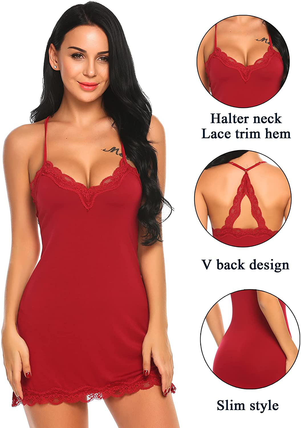 Avidlove Womens Sexy Sleepwear Sexy Chemise Lingerie Cotton Nightgowns for Women Apparel & Accessories > Clothing > Underwear & Socks > Lingerie Kylie Max   
