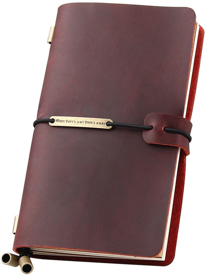 Refillable Handmade Travelers Notebook, Leather Travel Journal Notebook for Men & Women, Perfect for Writing, Gifts, Travelers, 5.2" x 4" Inches - Wine Arts & Entertainment > Party & Celebration > Gift Giving Robrasim Wine 6.7" x 4" 