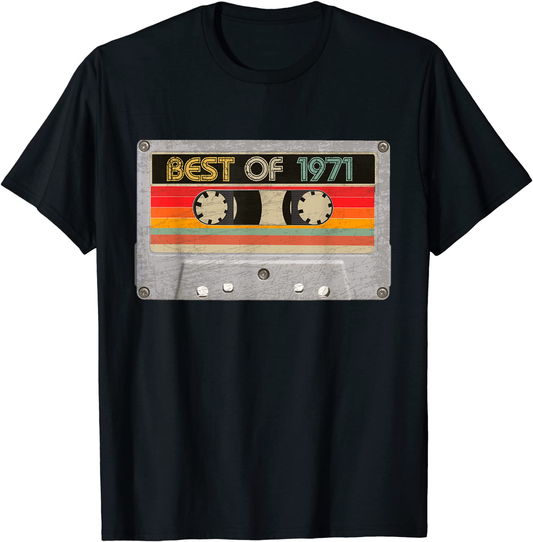 Best Of 1971 50th Birthday Gifts Cassette Tape Vintage T-Shirt Arts & Entertainment > Party & Celebration > Gift Giving BORN Black Men 3XL