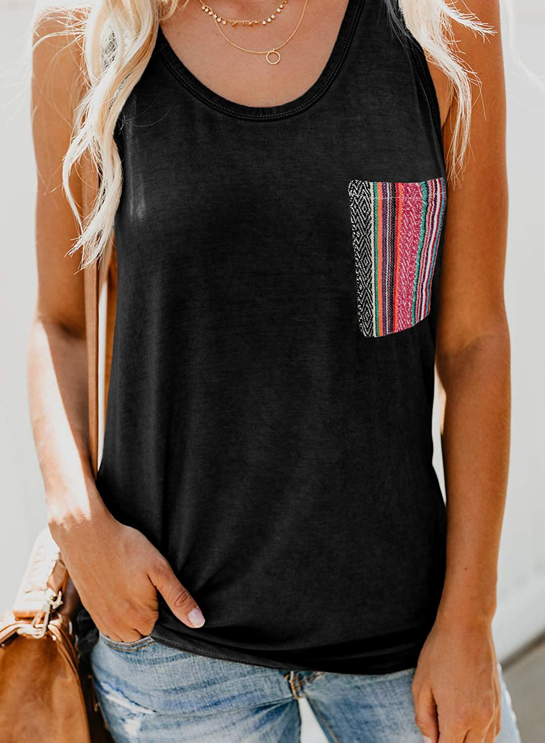 Dokotoo Womens Crew Neck Tank Tops Summer Leopard Detail Print Top Casual Cami Shirts Blouses S-XXL Apparel & Accessories > Clothing > Activewear Kylie Max   