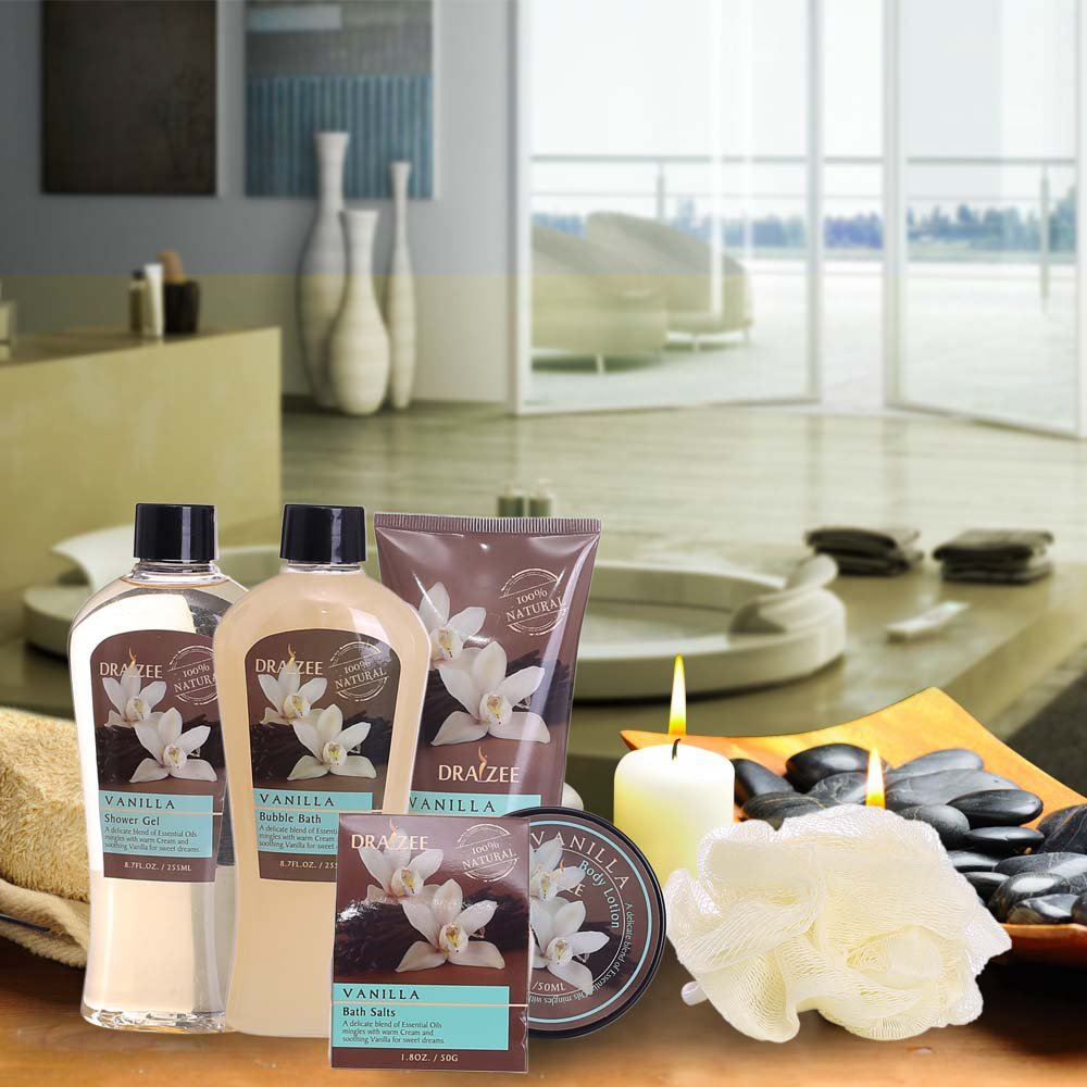 Spa Basket for Women w/Refreshing “Seductive Vanilla” Fragrance by Draizee- #1 Best Gift for Valentine – Luxury Bath & Body Set Includes 100% Natural Cream’s Lotion’s & Much More! Arts & Entertainment > Party & Celebration > Gift Giving Draizee   