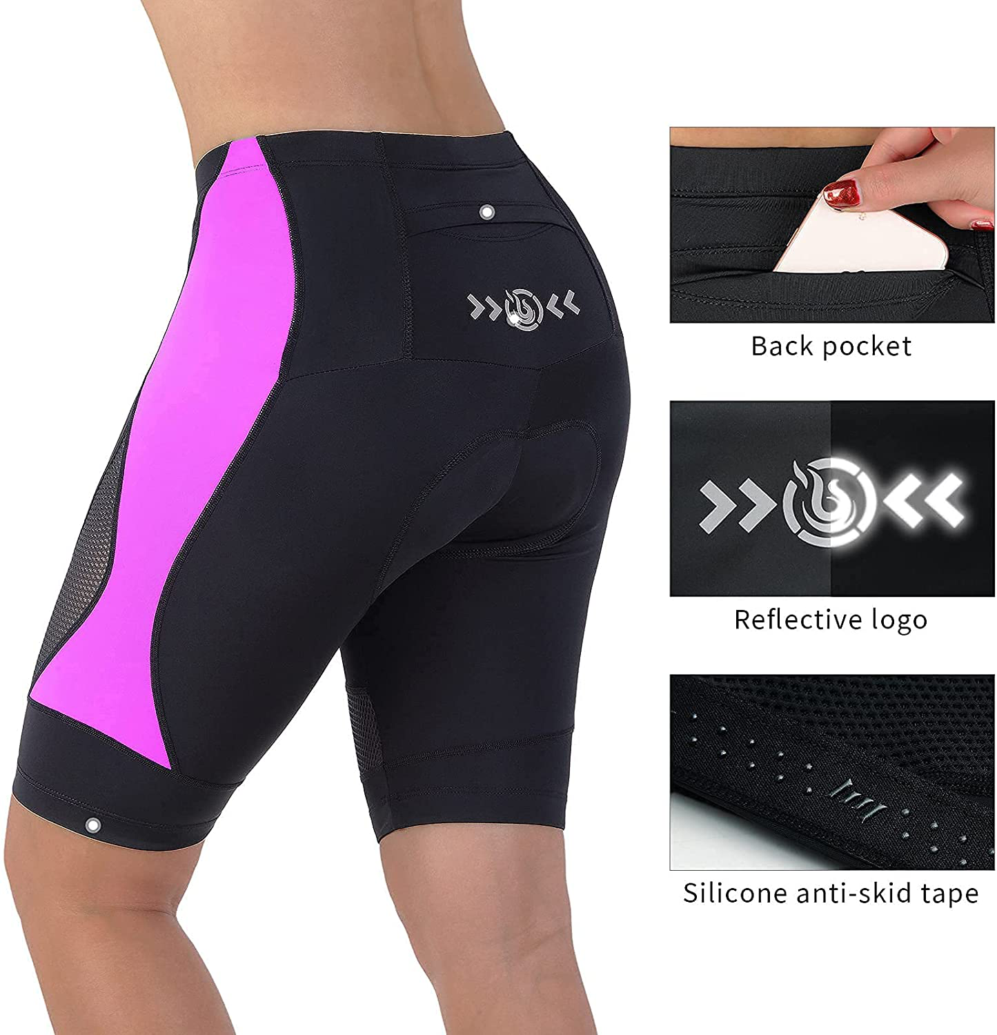 Beroy Bike Shorts Women 3D Gel Padded with Pocket Indoor- Outdoor Cycling Spining - Shorts Apparel & Accessories > Clothing > Shorts Kylie Max   