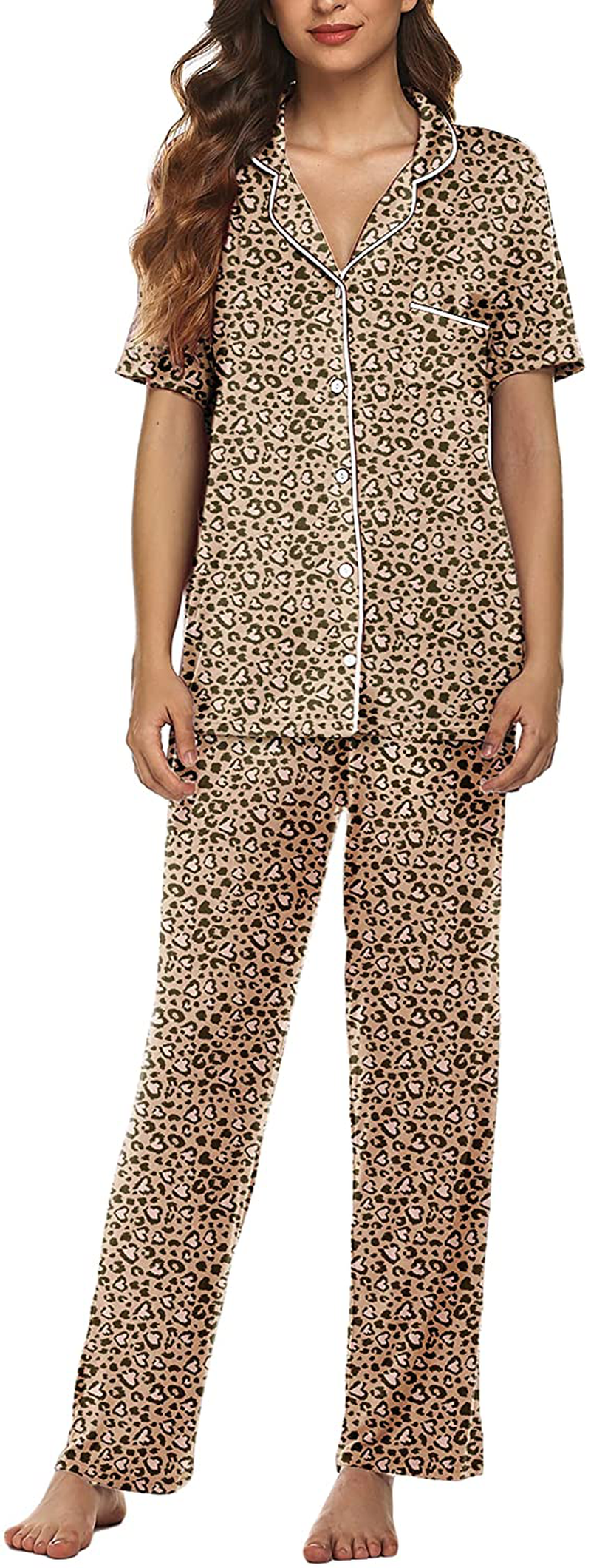 Avidlove Women Pajamas Set Notch Collar Soft Sleepwear Pjs Short Sleeve Button Down Nightwear with Long Pants Apparel & Accessories > Clothing > Sleepwear & Loungewear > Pajamas Avidlove   