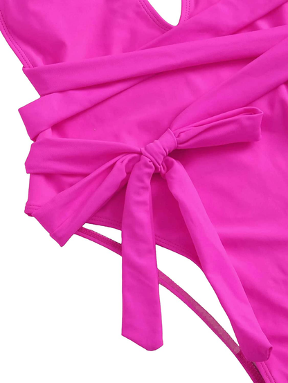 Lilosy Sexy Self Tie Criss Cross Plunge Backless High Cut Thong One Piece Swimsuit for Women Padded Bathing Suit Bikini Apparel & Accessories > Clothing > Swimwear Kylie Max   