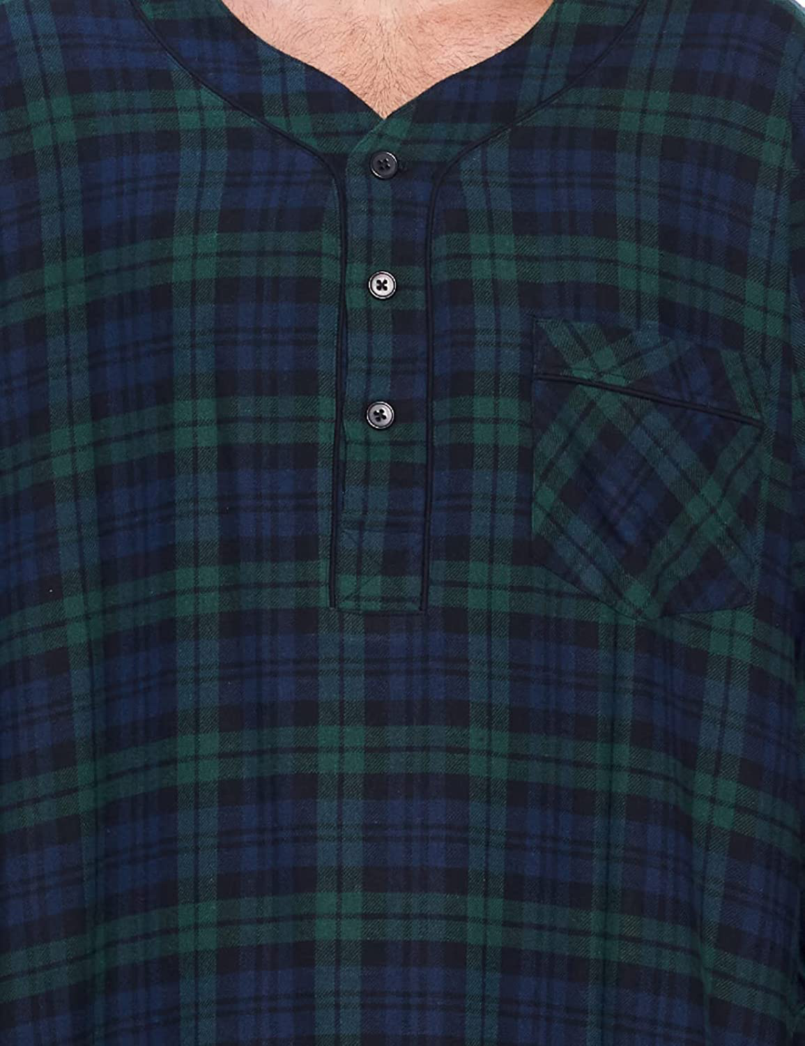 Ashford & Brooks Mens Flannel Plaid Long Sleep Shirt Henley Nightshirt Apparel & Accessories > Clothing > Sleepwear & Loungewear > Nightgowns Kylie Max   