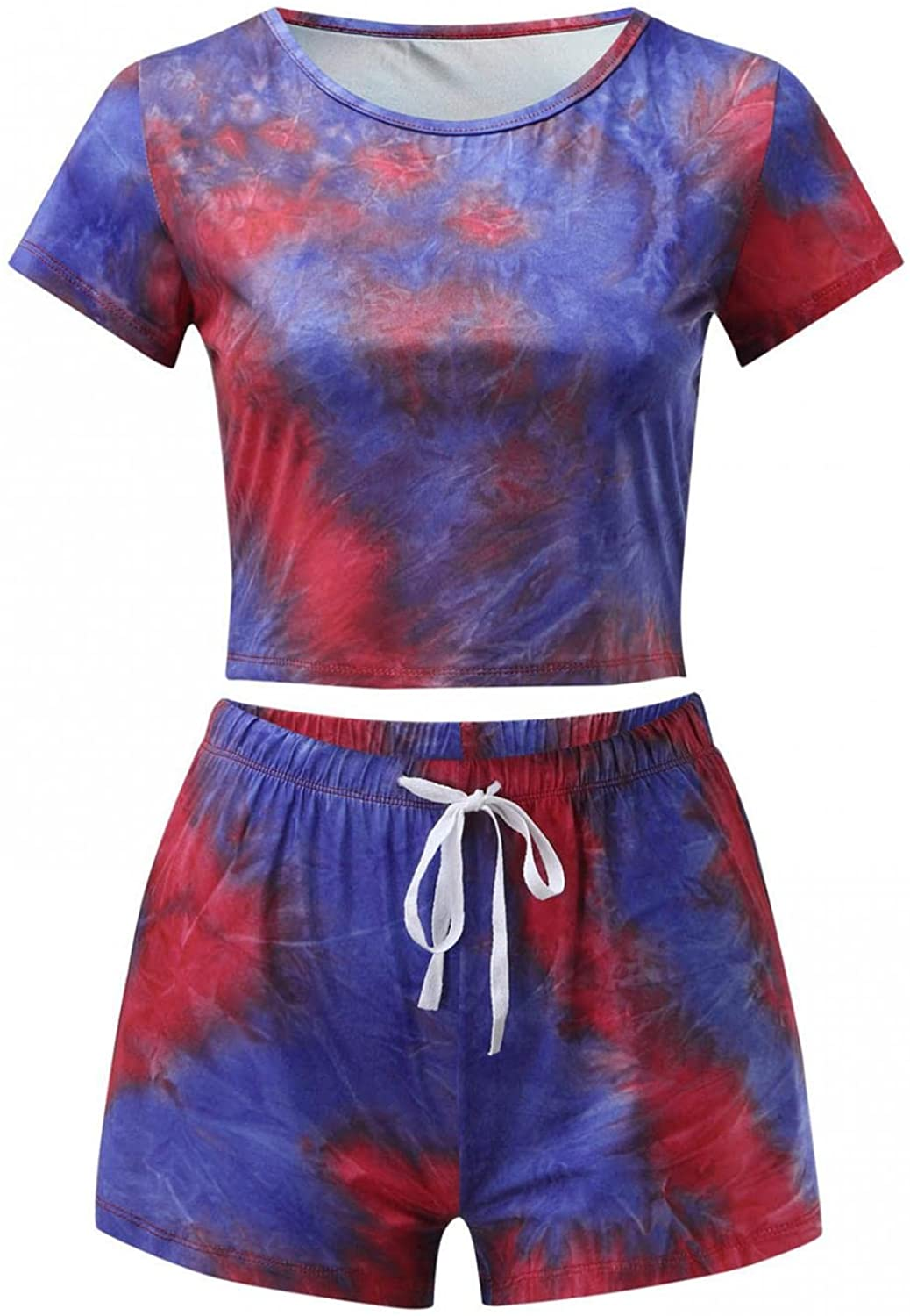 Burband Womens 2 Piece Short Lounge Sets Short Sleeve Summer Crop Top and Biker Shorts Active Tracksuits Jogger Sweatsuits Apparel & Accessories > Clothing > Underwear & Socks > Shapewear Burband   