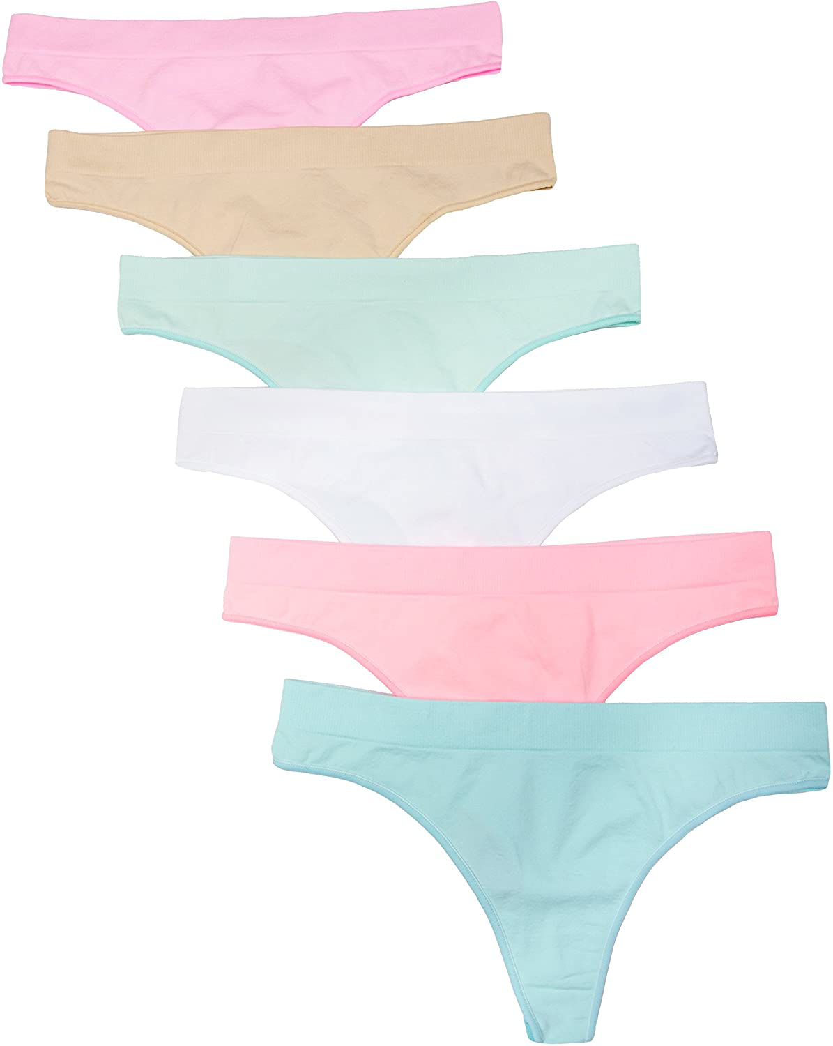 Kalon 6 Pack Women's Nylon Spandex Thong Underwear Apparel & Accessories > Clothing > Underwear & Socks > Underwear Kalon Spring X-Large 