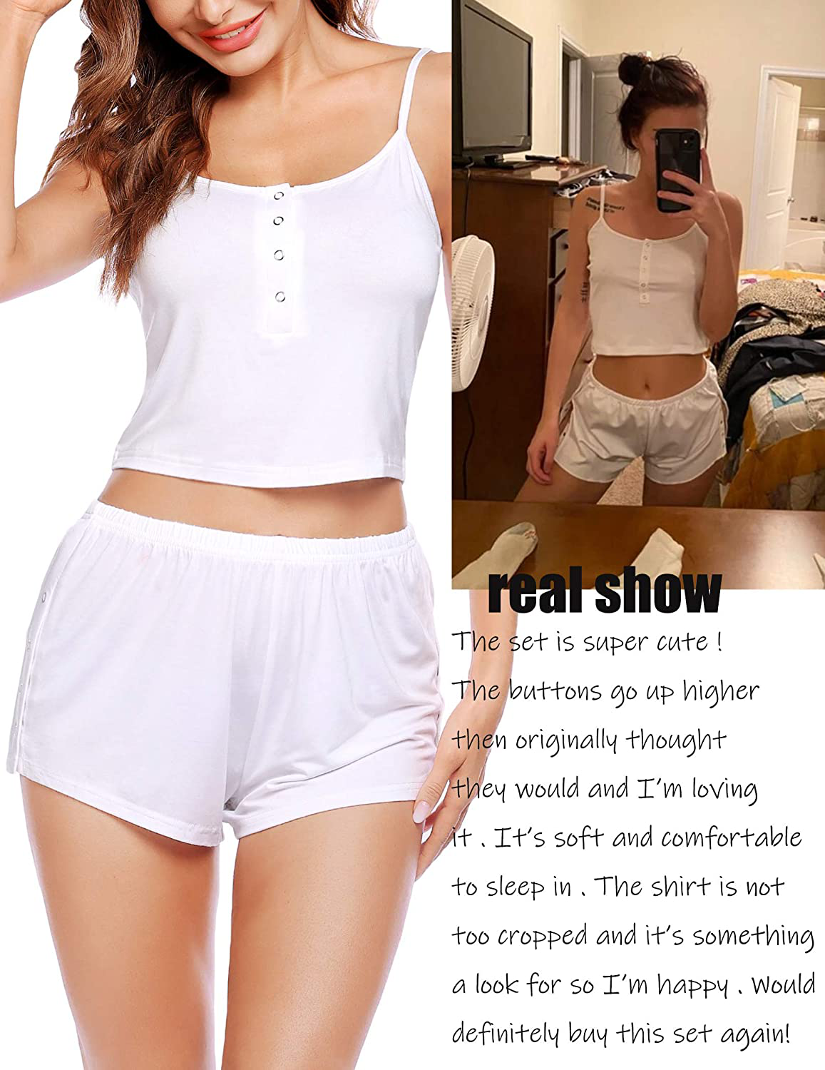 Avidlove Women Cami Pajama Set Short PJ Set Button down Nightwear Sleepwear Apparel & Accessories > Clothing > Sleepwear & Loungewear Kylie Max   