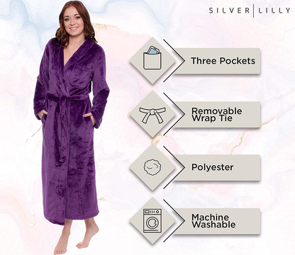 Silver Lilly Womens Robe - Plush Fleece Bathrobe - Full Length with Shawl Collar Apparel & Accessories > Clothing > Sleepwear & Loungewear > Robes Kylie Max   