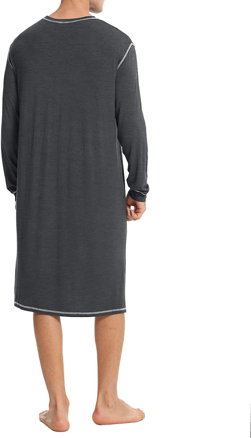SWOMOG Men'S Nightshirt Long Sleeve Crewneck Modal Nightgown Loose Comfy Sleep Shirt Apparel & Accessories > Clothing > Sleepwear & Loungewear > Nightgowns Kylie Max   