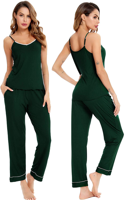 Lecgee Women'S Pajamas Set V-Neck Two Piece Sleepwear Spaghetti Strap Sleeveless Nightwear Apparel & Accessories > Clothing > Sleepwear & Loungewear Kylie Max   
