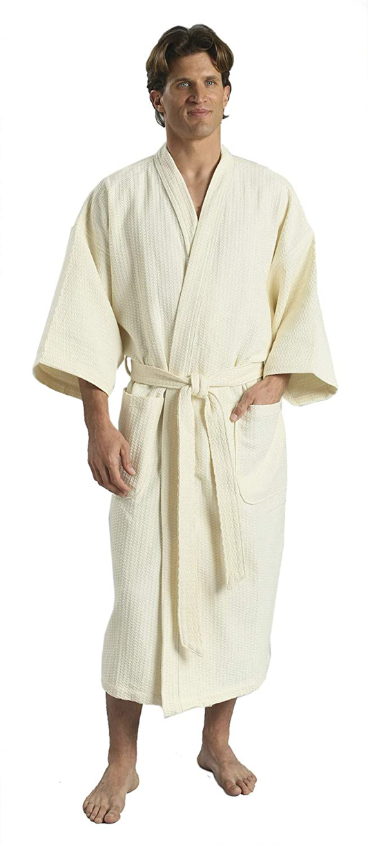 MONARCH Diamond Waffle Spa Kimono Robe - Soft Light Hotel Bathrobe Cypress Apparel & Accessories > Clothing > Sleepwear & Loungewear > Robes Kylie Max   