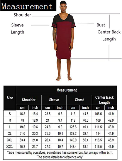 Ekouaer Nightgowns Mens V Neck Long Sleeve Sleepwear Big&Tall Pajama Sleeping Wear Loungewear Nightshirts M-XXXL Apparel & Accessories > Clothing > Sleepwear & Loungewear > Nightgowns Kylie Max   