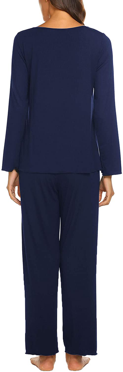 Ekouaer Women'S Pajama Set Long Sleeve Sleepwear Soft Loungewear Sets Pajamas Top and Pants Pjs S-XXL Apparel & Accessories > Clothing > Sleepwear & Loungewear Kylie Max   
