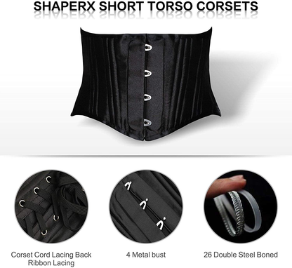 SHAPERX Women'S 26 Steel Boned Corset Short Torso Heavy Duty Waist Training Corsets Apparel & Accessories > Clothing > Underwear & Socks > Lingerie SHAPERX   