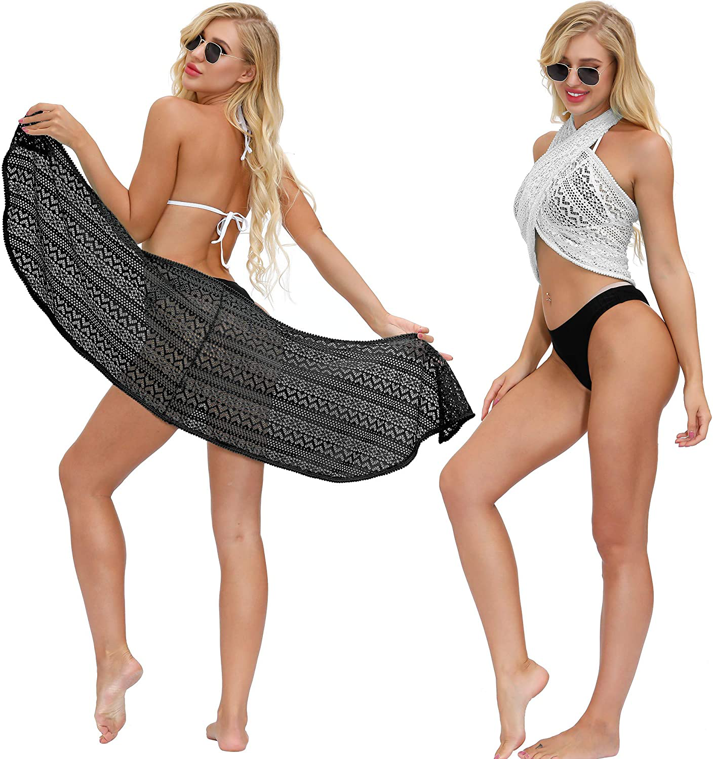 SATINIOR Womens Sarong Pareo Wrap Beachwear Swimsuit Lace Summer Bikini Cover Ups Apparel & Accessories > Clothing > Swimwear Kylie Max   