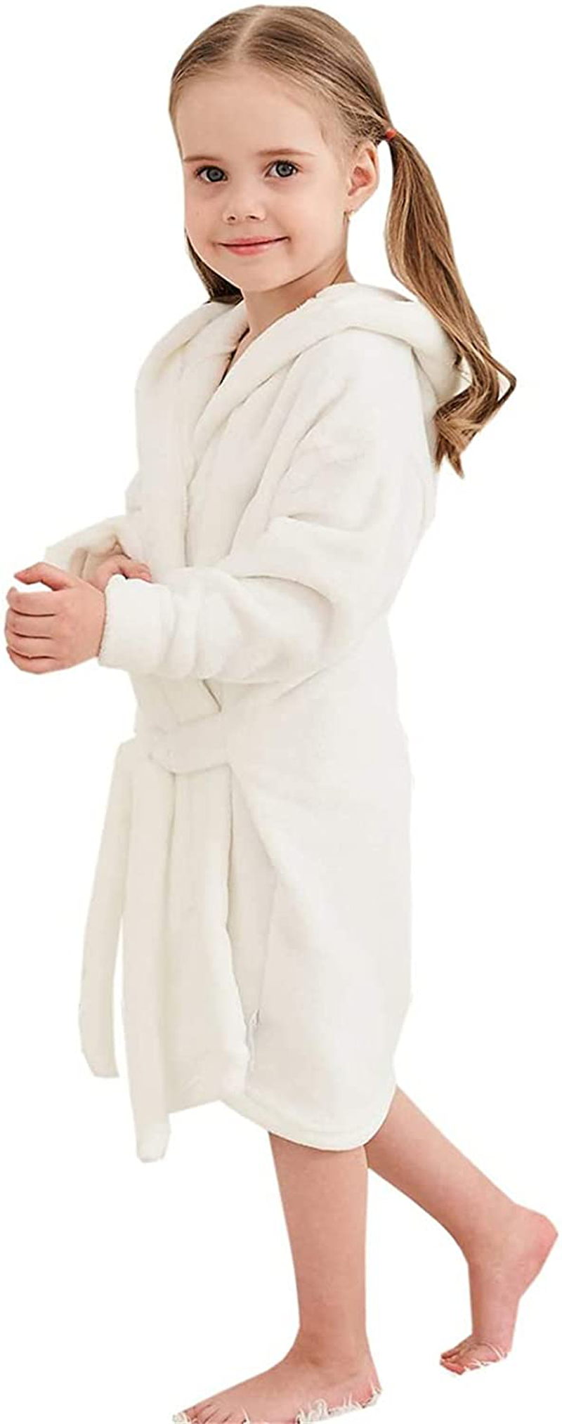 Betusline Kids Girls Boys Solid Soft Fleece Hooded Bathrobe Robe, 2T - 18 Years Apparel & Accessories > Clothing > Sleepwear & Loungewear > Robes Kylie Max   