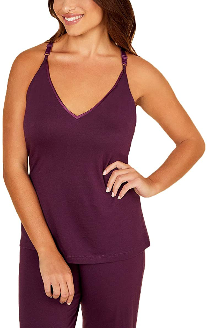 Cosabella Women'S Bella Curvy Racerback Cami Robe & Pant Pajama Set, Deep Ruby/Deep Ruby, Petite Apparel & Accessories > Clothing > Sleepwear & Loungewear Kylie Max   