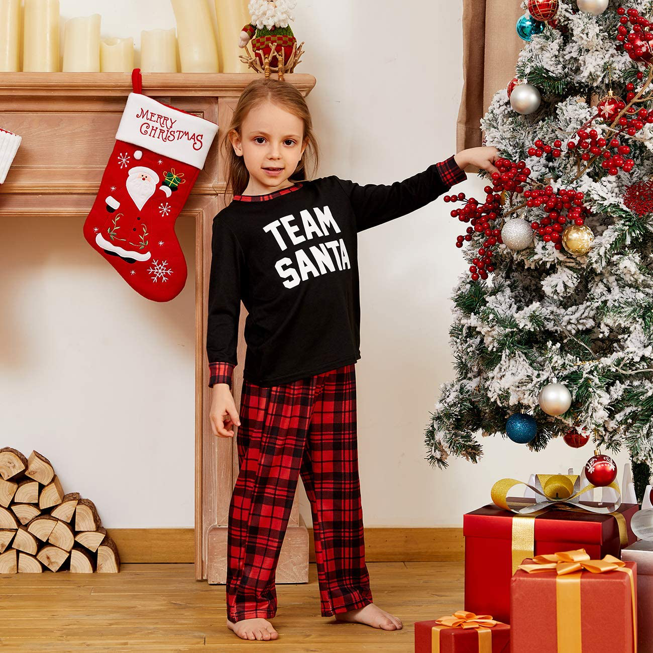 IFFEI Matching Family Pajamas Sets Christmas Pj'S with Deer Long Sleeve Tee and Plaid Pants Loungewear Apparel & Accessories > Clothing > Sleepwear & Loungewear > Pajamas Kylie Max   