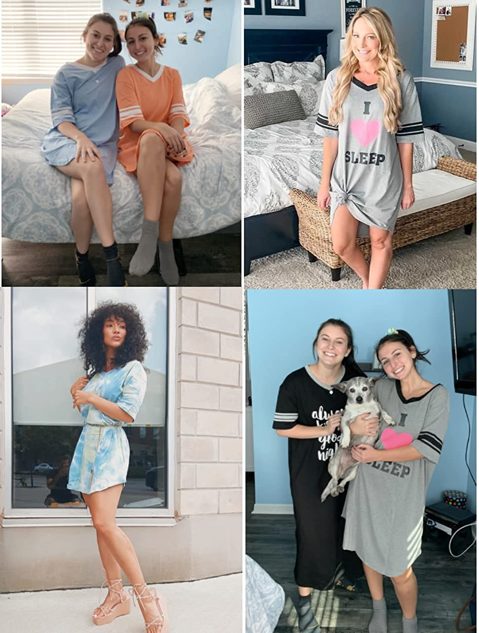 Ekouaer Women'S Nightgown, Cotton Novelty Sleepshirts V Neck Short Sleeve Sleep Shirt Loose Comfy Pajama Sleepwear S-XXL Apparel & Accessories > Clothing > Sleepwear & Loungewear > Nightgowns Kylie Max   