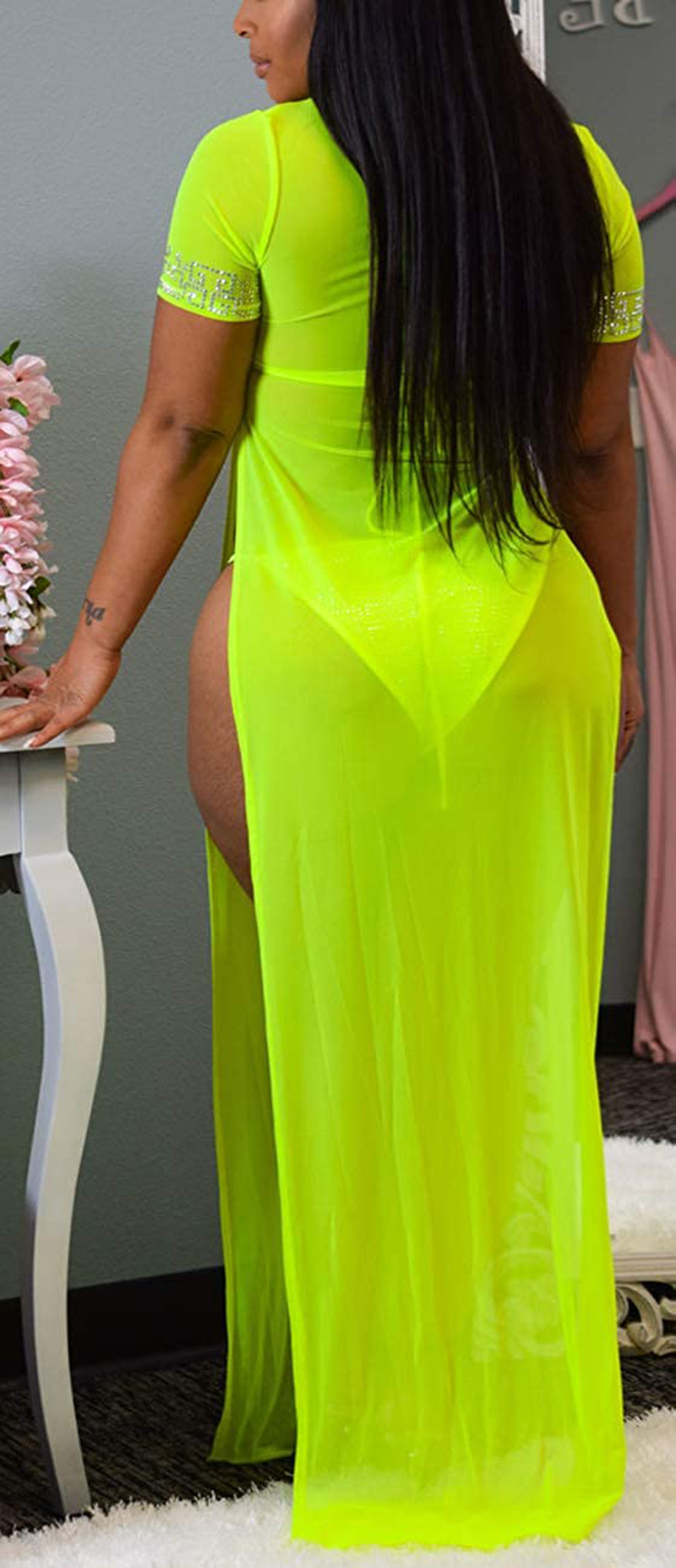 Sexycherry Women'S Sexy Swimsuit Cover Ups Casual See through Sheer Long Maxi Dresses for Swimwear Apparel & Accessories > Clothing > Swimwear Kylie Max   