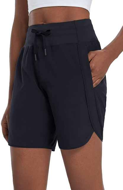 BALEAF Women'S 7" Long Shorts Lightweight for Running Workout Hiking Unlined Zipper Pocket Quick Dry Apparel & Accessories > Clothing > Shorts Kylie Max   