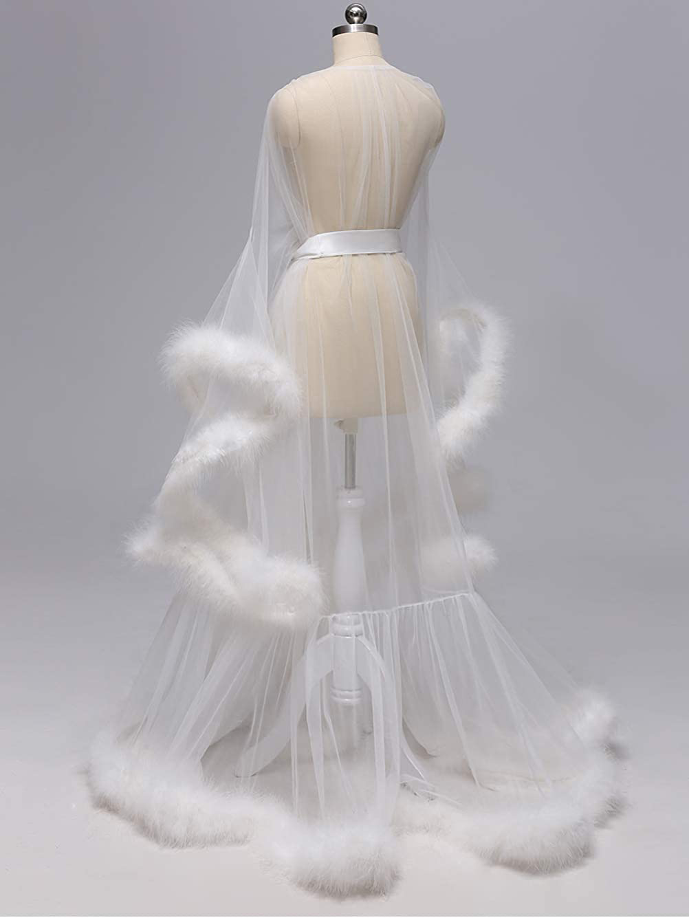 Kumeng Wedding Sexy Feather Robe Bridal Upgraded Illusion Tulle Long Scarf New Custom Made Apparel & Accessories > Clothing > Sleepwear & Loungewear > Robes Kumeng   