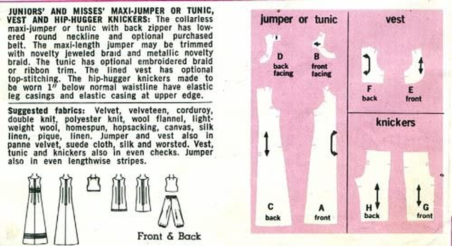 Simplicity 9104 Sewing Pattern Juniors Retro Maxi-Jumper Tunic Vest Hip-Hugger Knickers Apparel & Accessories > Clothing > Underwear & Socks > Underwear Simplicity   
