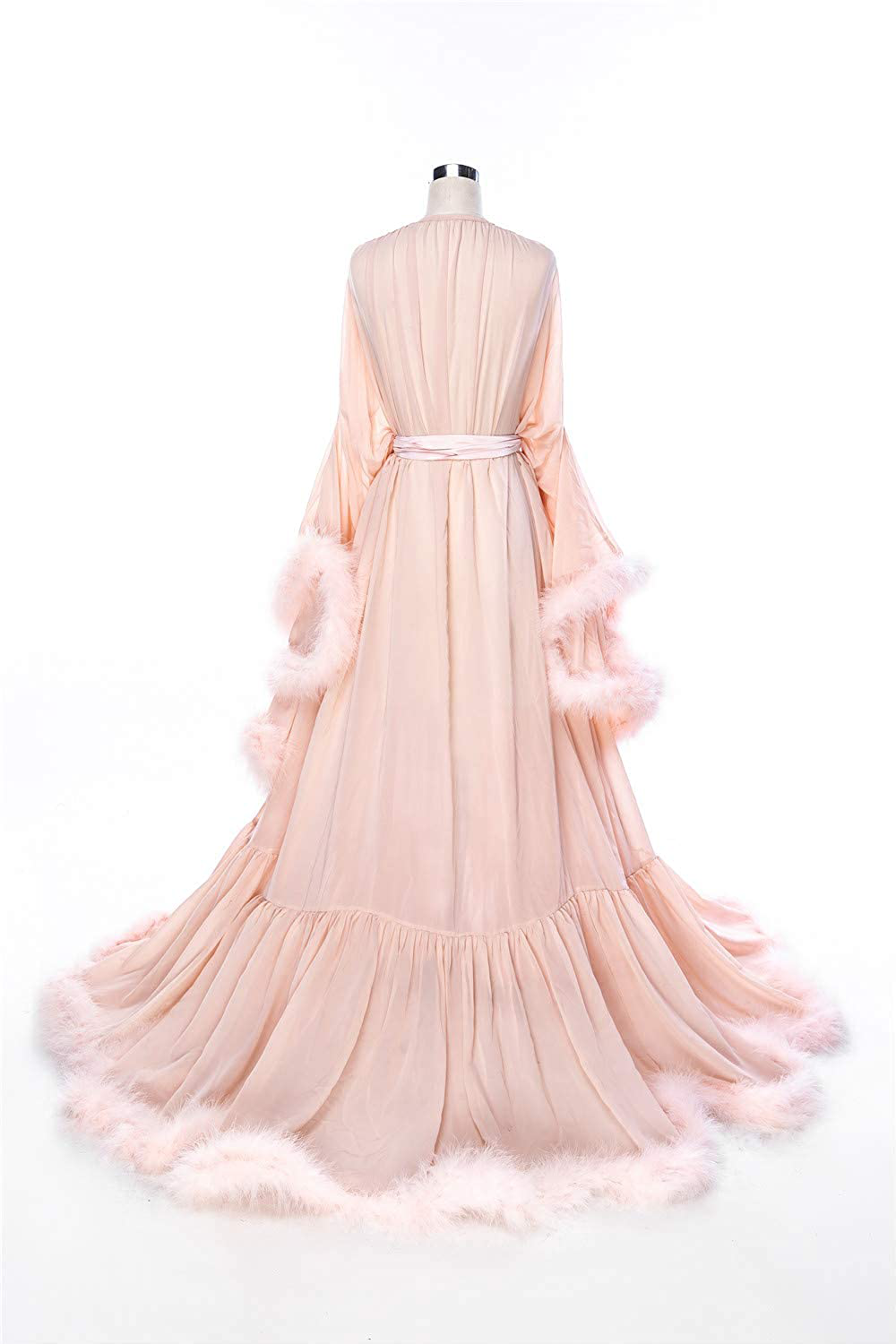 Molisa Women'S Sexy Feather Bridal Robe Long Wedding Scarf Illusion Bathrobe Sleepwear Lingerie Robe Nightgown Apparel & Accessories > Clothing > Sleepwear & Loungewear > Robes Molisa   