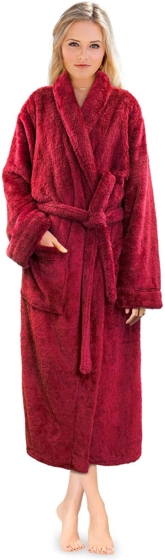 PAVILIA Premium Womens Plush Soft Robe Fluffy, Warm, Fleece Sherpa Shaggy Bathrobe Apparel & Accessories > Clothing > Sleepwear & Loungewear > Robes Kylie Max   
