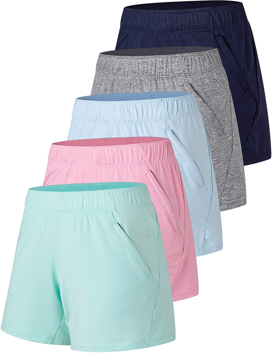 Liberty Imports 5 Pack Women'S 5" Quick Dry Yoga Training Shorts with Zipper Pockets Apparel & Accessories > Clothing > Shorts Kylie Max   