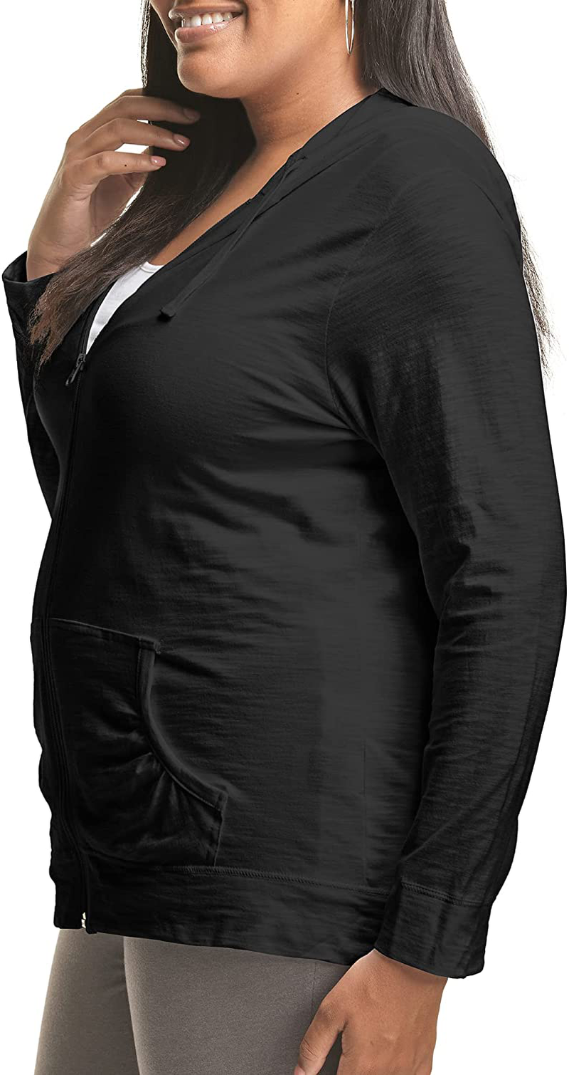 JUST MY SIZE plus Size Slub-Cotton Full-Zip Lightweight Women'S Hoodie Apparel & Accessories > Clothing > Activewear Kylie Max   