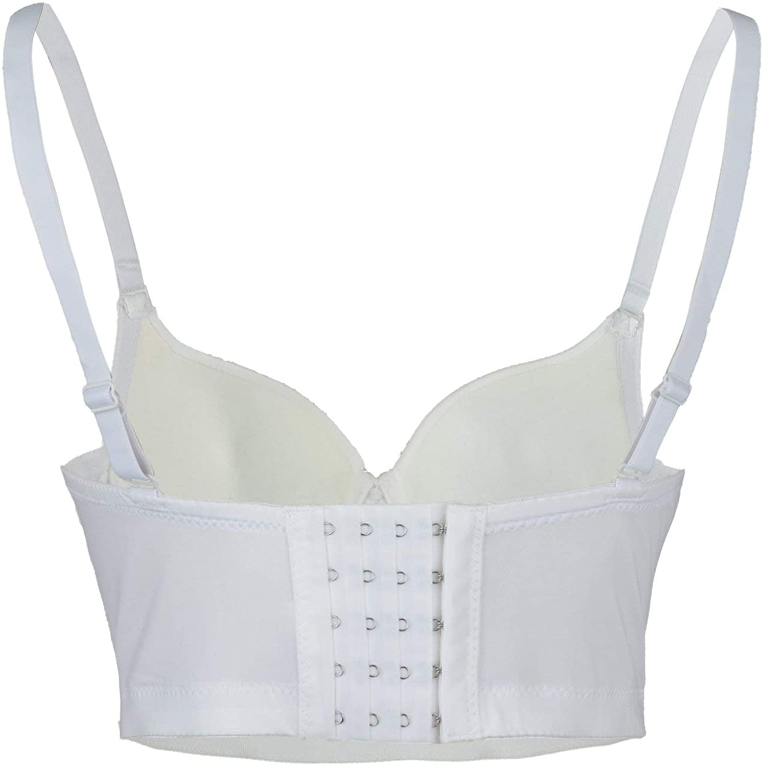 ELLACCI Women'S Handmade Rhinestone Diamond Push up Bustier Crop Top Sexy Punk Corset Bra White Apparel & Accessories > Clothing > Underwear & Socks > Lingerie ELLACCI   