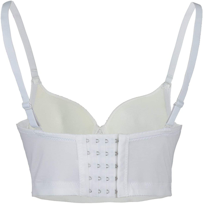 ELLACCI Women'S Handmade Rhinestone Diamond Push up Bustier Crop Top Sexy Punk Corset Bra White Apparel & Accessories > Clothing > Underwear & Socks > Lingerie ELLACCI   