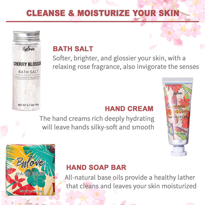 Gifts for Women, Bath and Body Set with Cherry Blossom Scent Spa Gift Set for Her, Including Massage Oil, Scented Candle, Bath Salt, Hand Cream and Soap. Christmas Gifts Box for Women,5 Pcs Bath Set Arts & Entertainment > Party & Celebration > Gift Giving # BFFLOVE   