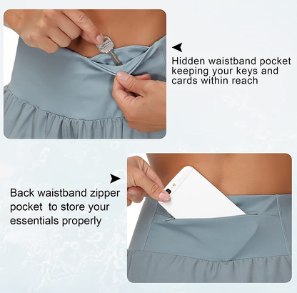 THE GYM PEOPLE Womens High Waisted Running Shorts Quick Dry Athletic Workout Shorts with Mesh Liner Zipper Pockets Apparel & Accessories > Clothing > Shorts Kylie Max   
