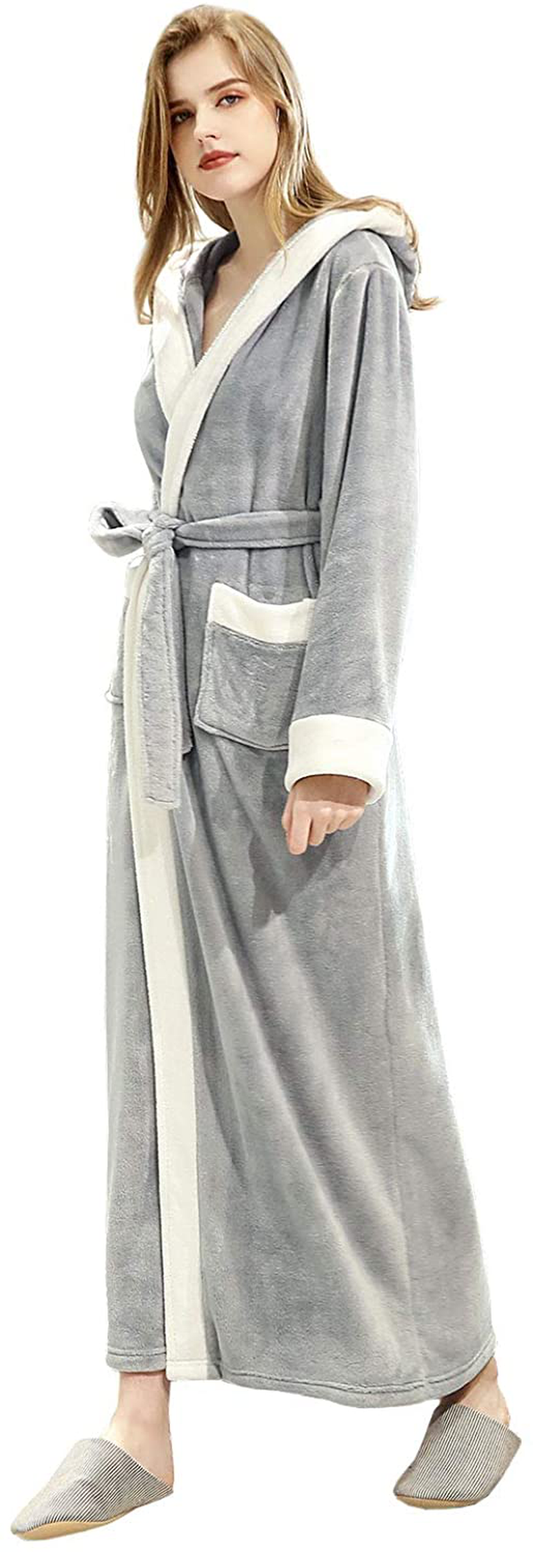 Women Robes Long Soft Hooded Bathrobes Sleepwear Winter Warm Ladies Housecoat Gift Robe Apparel & Accessories > Clothing > Sleepwear & Loungewear > Robes Kylie Max   