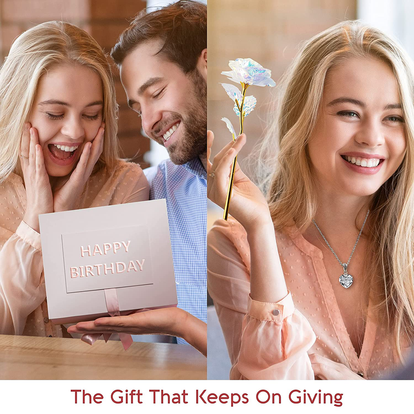 Birthday Gift Basket - Bath and Spa Gift Set for Women - Luxury Birthday Spa Gift Box with Vit E- Rich Bath Essentials, Diffuser, Candle, Sterling Silver CZ Heart Necklace, 24k Flower Rose Gift & More Arts & Entertainment > Party & Celebration > Gift Giving LOVERY   