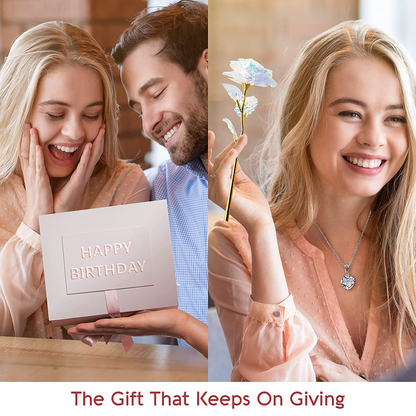 Birthday Gift Basket - Bath and Spa Gift Set for Women - Luxury Birthday Spa Gift Box with Vit E- Rich Bath Essentials, Diffuser, Candle, Sterling Silver CZ Heart Necklace, 24k Flower Rose Gift & More Arts & Entertainment > Party & Celebration > Gift Giving LOVERY   