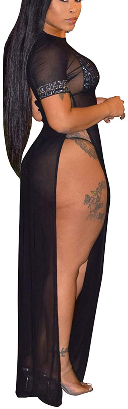 Sexycherry Women'S Sexy Swimsuit Cover Ups Casual See through Sheer Long Maxi Dresses for Swimwear Apparel & Accessories > Clothing > Swimwear Kylie Max   