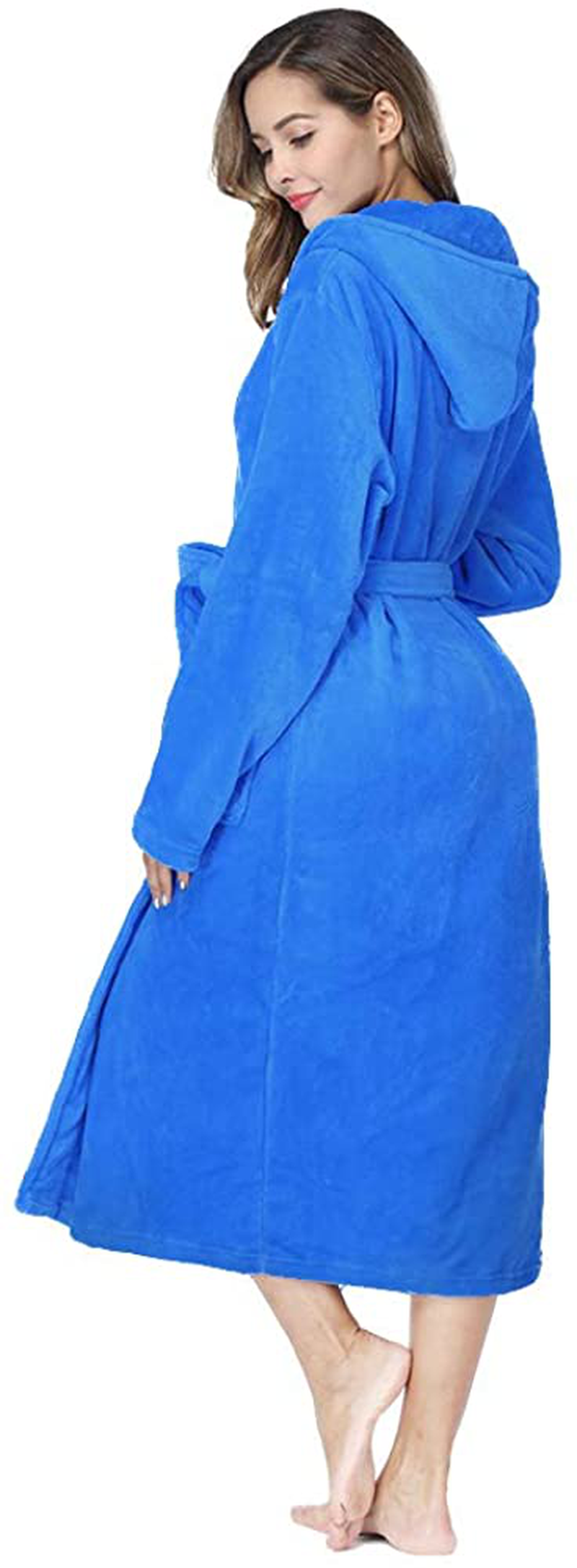 RONGTAI Womens Long Robes Plush Fleece Nightgown Thick plus Size Hooded Bathrobe with Pockets Fluffy Sleepwear for Men Apparel & Accessories > Clothing > Sleepwear & Loungewear > Robes Kylie Max   