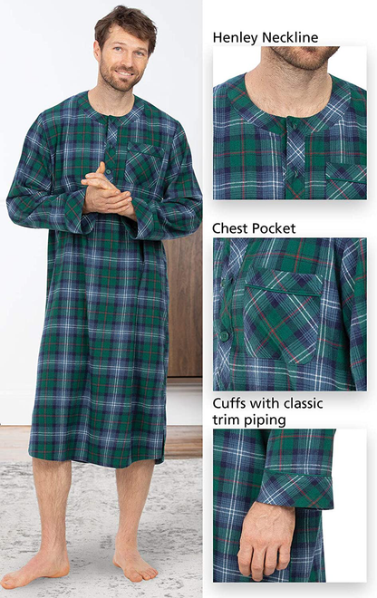 Pajamagram Mens Sleep Shirt Flannel - Mens Nightshirt, Multicolored Apparel & Accessories > Clothing > Sleepwear & Loungewear > Nightgowns Kylie Max   