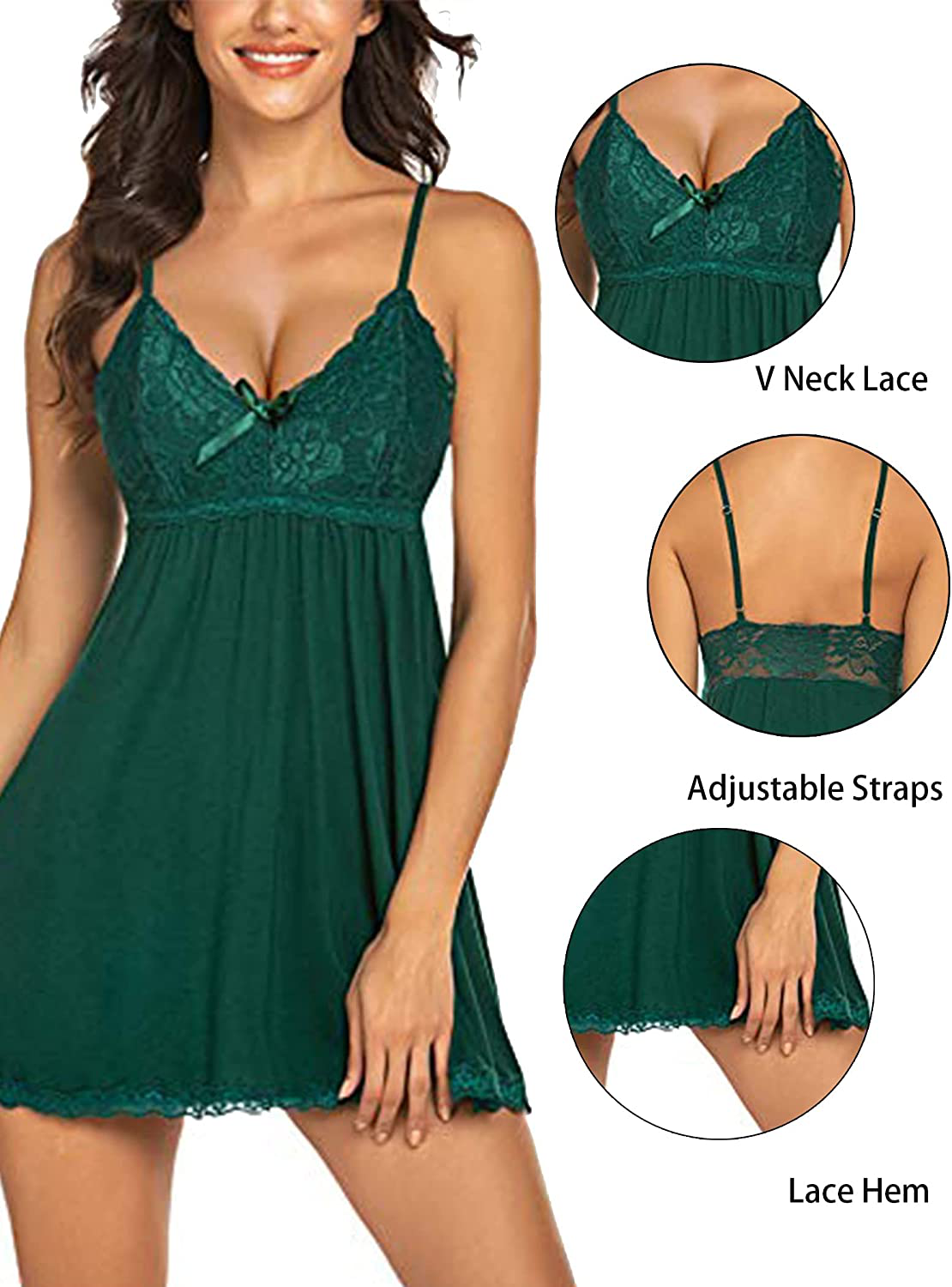 Avidlove Women'S Chemise Nightgown Babydoll Soft Sleepwear Lace Lounge Dress Apparel & Accessories > Clothing > Underwear & Socks > Lingerie Kylie Max   