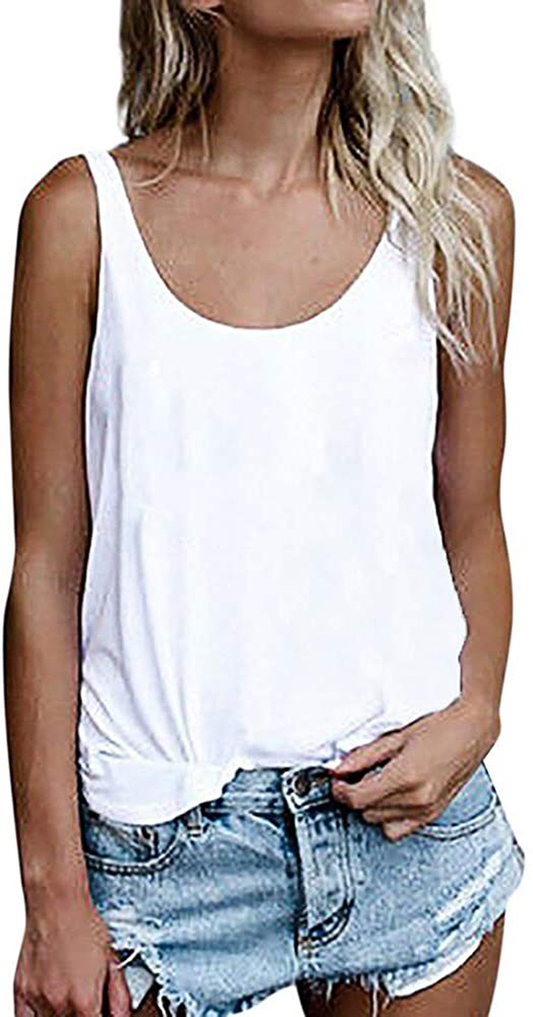 OMSJ Women Shirts Sleeveless Summer Tunic Loose Fit Tank Tops Apparel & Accessories > Clothing > Activewear Kylie Max   